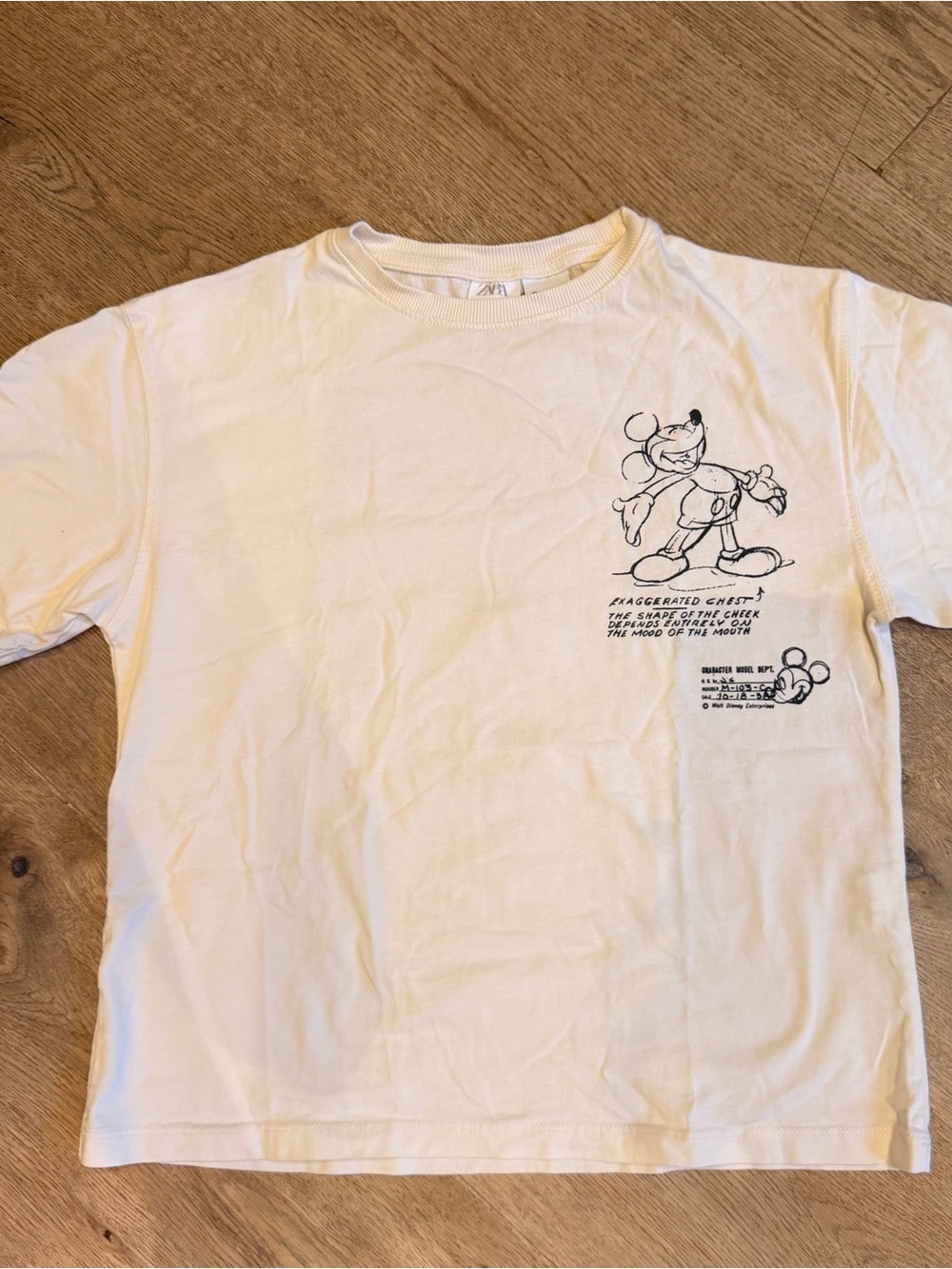 Zara Disney boys ivory Short Sleeve Tee Mickey Mouse Sketch